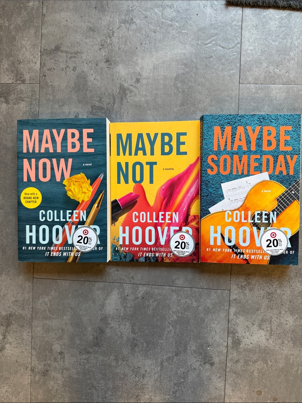 Colleen Hoover Maybe series- 3 books- never read but one is a little bent (photo